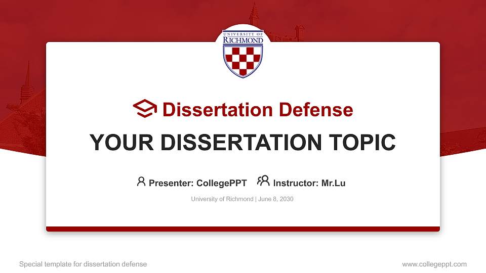 University of Richmond Graduation Thesis Defense PPT Template16:9 ratio PPT effect preview image