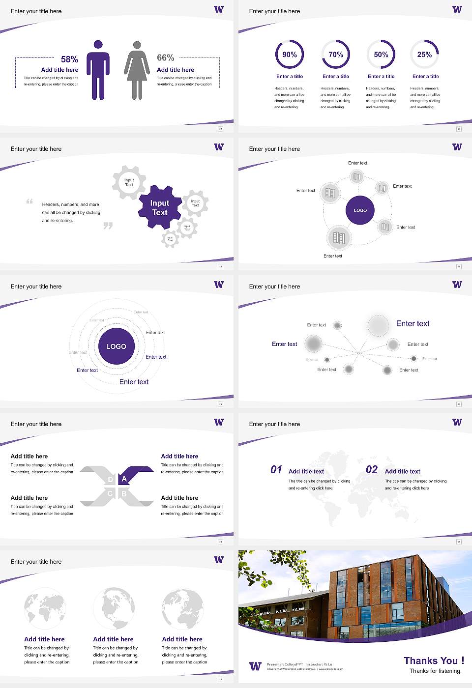 University of Washington-Bothell Campus Course/Courseware Creation PPT Template16:9 ratio PPT effect preview image4