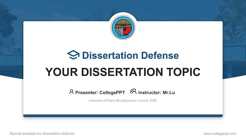 University of Puerto Rico-Bayamon Graduation Thesis Defense PPT Template16:9 ratio PPT effect preview image