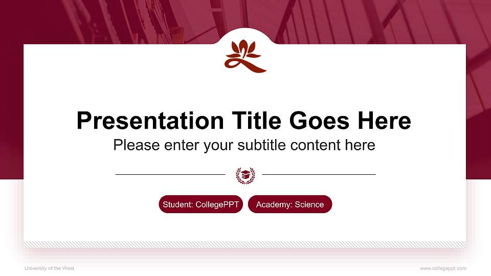 University of the West National Scholarship Defense PPT Template16:9 ratio PPT effect preview image