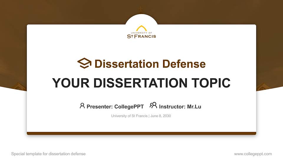 University of St Francis Graduation Thesis Defense PPT Template16:9 ratio PPT effect preview image