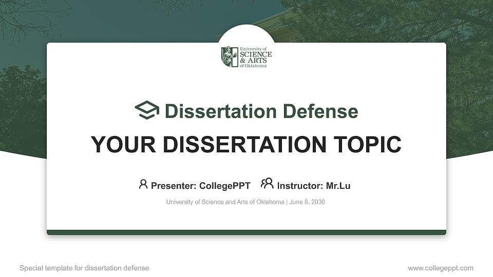 University of Science and Arts of Oklahoma Graduation Thesis Defense PPT Template16:9 ratio PPT effect preview image