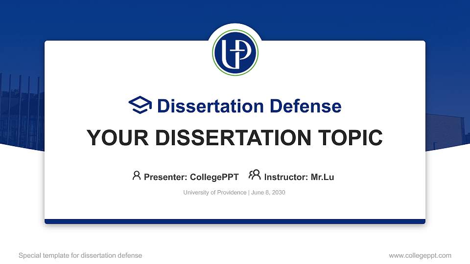 University of Providence Graduation Thesis Defense PPT Template16:9 ratio PPT effect preview image
