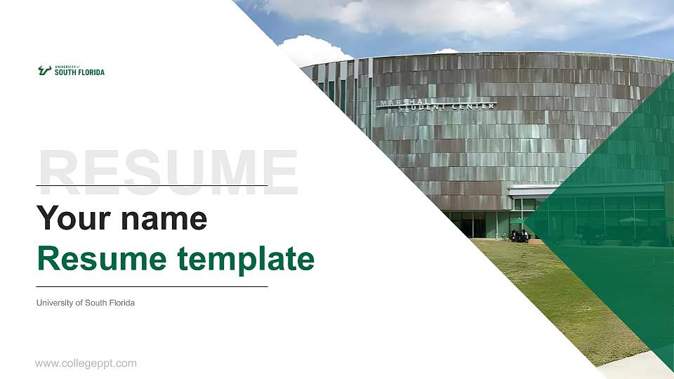 University of South Florida Resume PPT Template16:9 ratio PPT effect preview image
