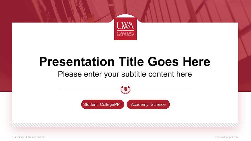 University of West Alabama National Scholarship Defense PPT Template16:9 ratio PPT effect preview image