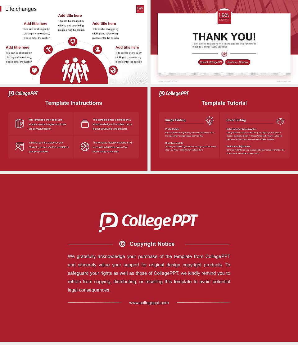 University of West Alabama National Scholarship Defense PPT Template16:9 ratio PPT effect preview image4