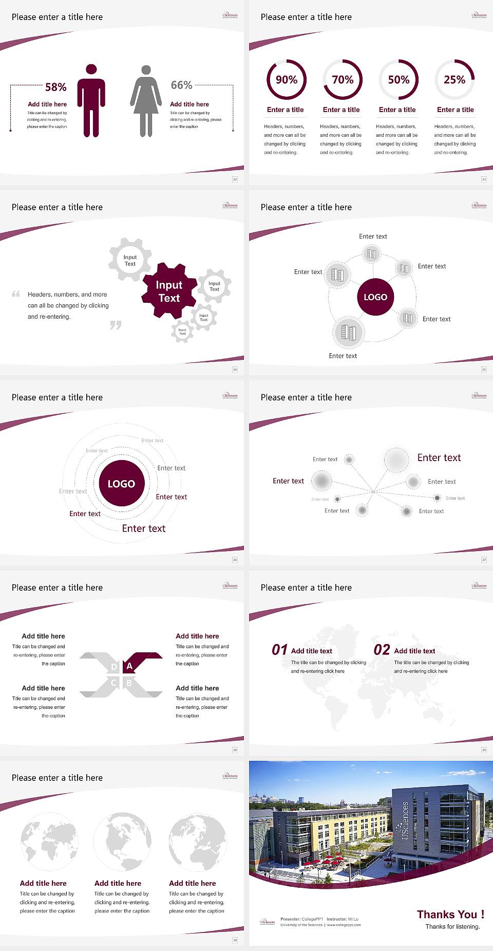 University of the Sciences Course/Courseware Creation PPT Template4:3 ratio PPT effect preview image4