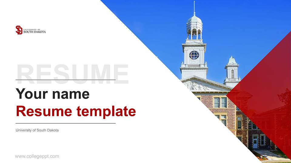 University of South Dakota Resume PPT Template16:9 ratio PPT effect preview image1