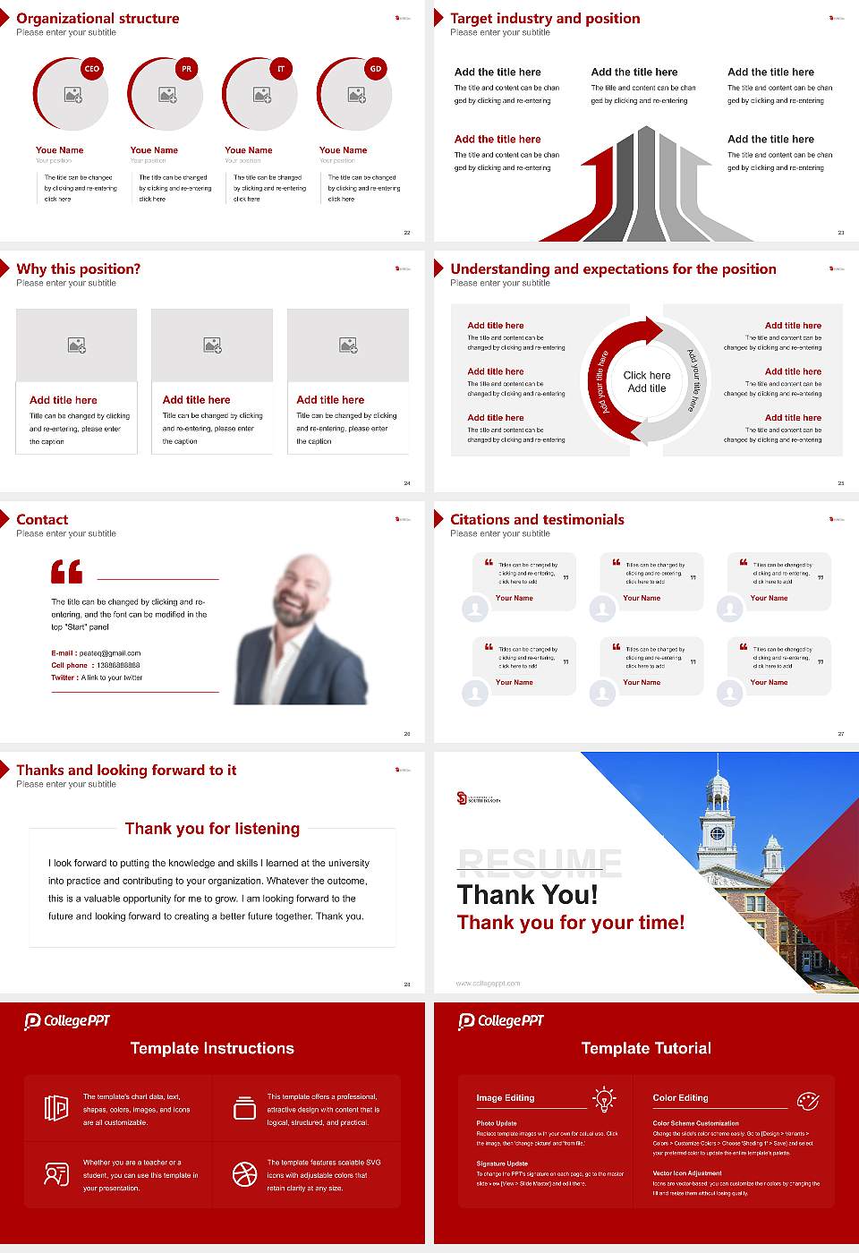 University of South Dakota Resume PPT Template16:9 ratio PPT effect preview image4