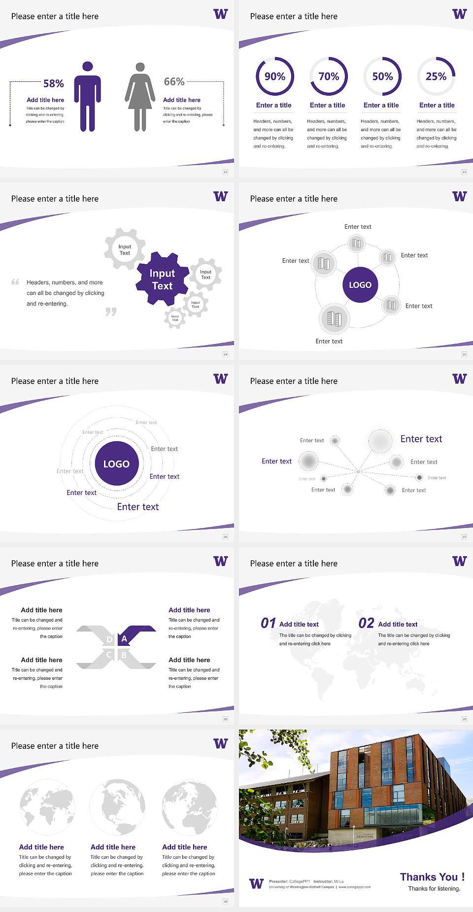 University of Washington-Bothell Campus Course/Courseware Creation PPT Template4:3 ratio PPT effect preview image4