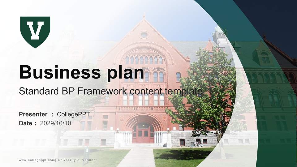University of Vermont Competition/Entrepreneurship Contest PPT Template16:9 ratio PPT effect preview image