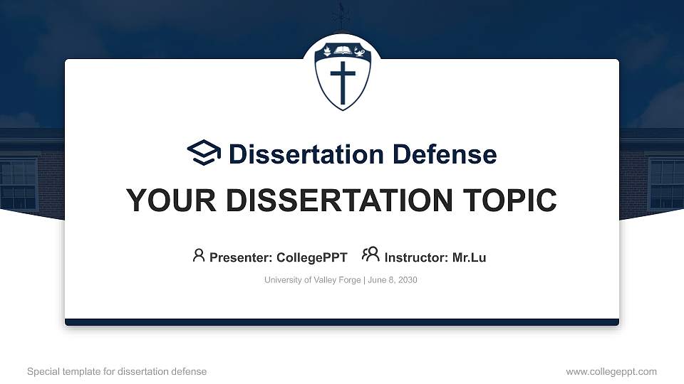 University of Valley Forge Graduation Thesis Defense PPT Template16:9 ratio PPT effect preview image