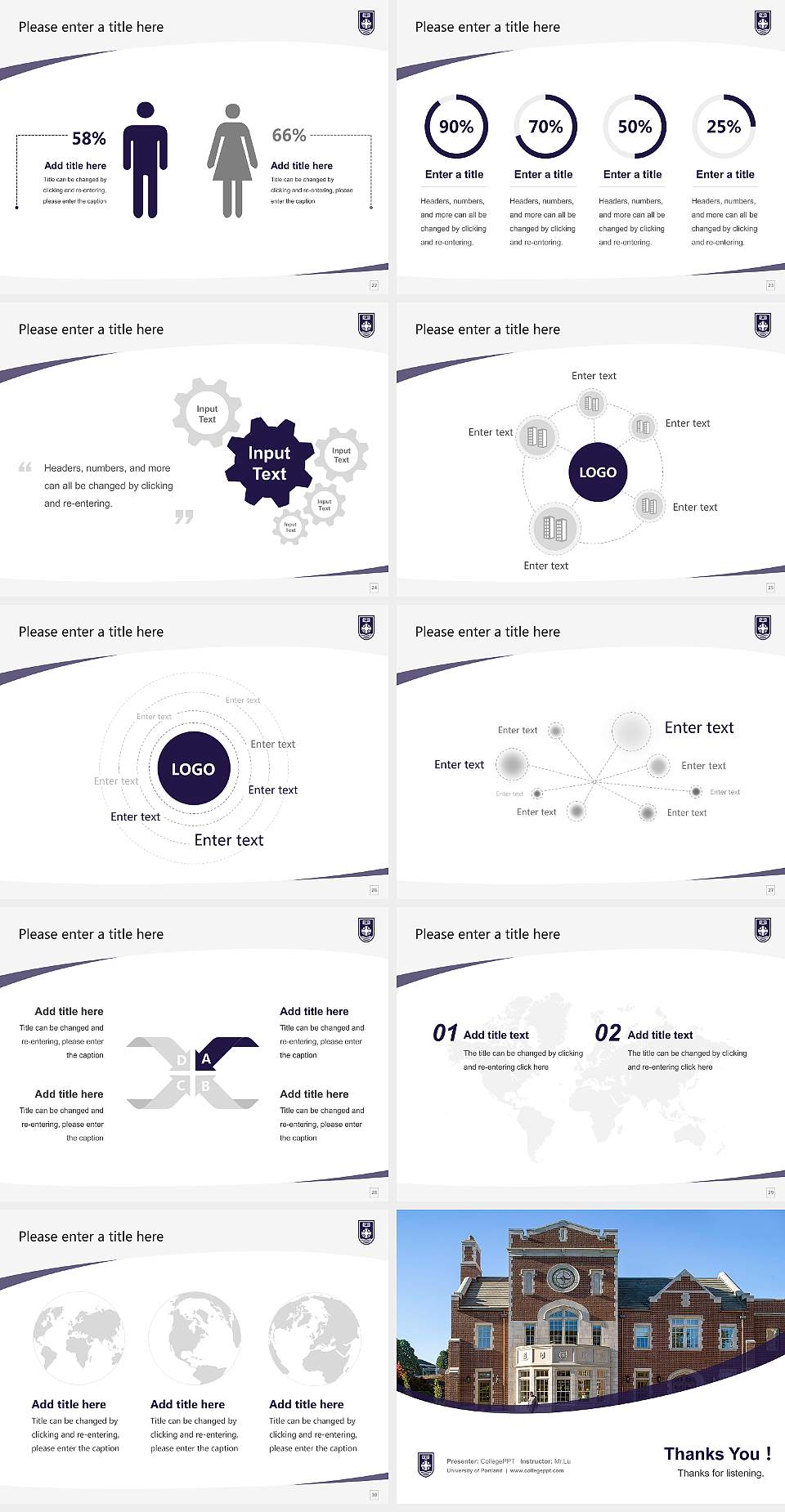 University of Portland Course/Courseware Creation PPT Template4:3 ratio PPT effect preview image4