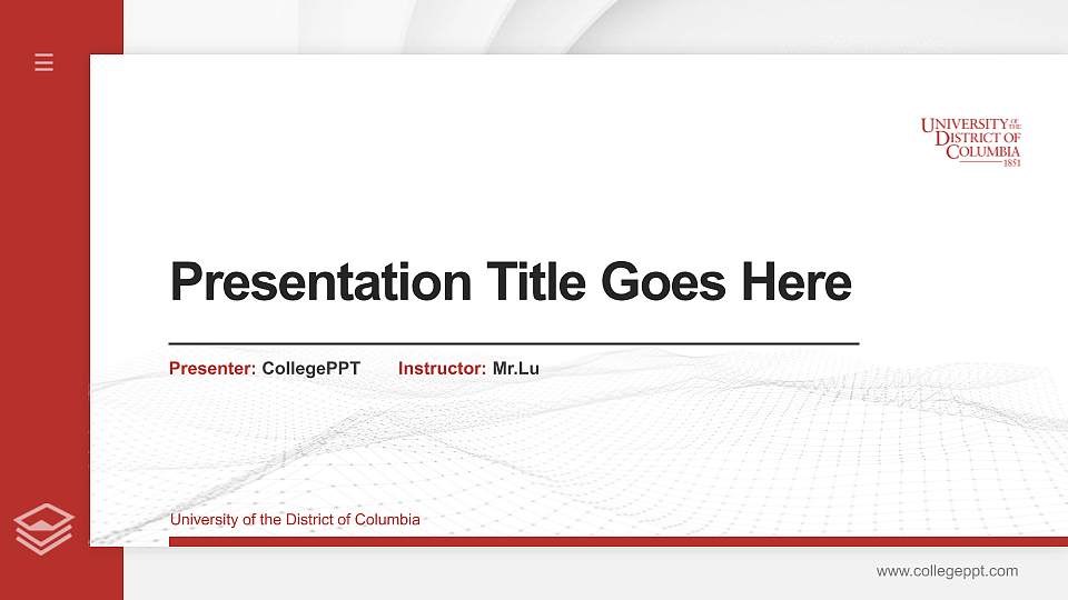 University of the District of Columbia Thesis Proposal/Graduation Defense PPT Template16:9 ratio PPT effect preview image
