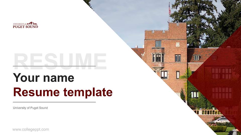 University of Puget Sound Resume PPT Template16:9 ratio PPT effect preview image