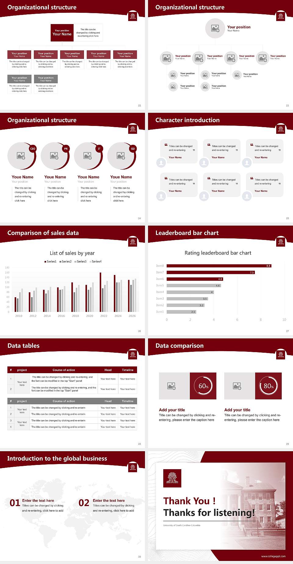 University of South Carolina-Columbia Academic Presentation/Research Findings Report PPT Template4:3 ratio PPT effect preview image4
