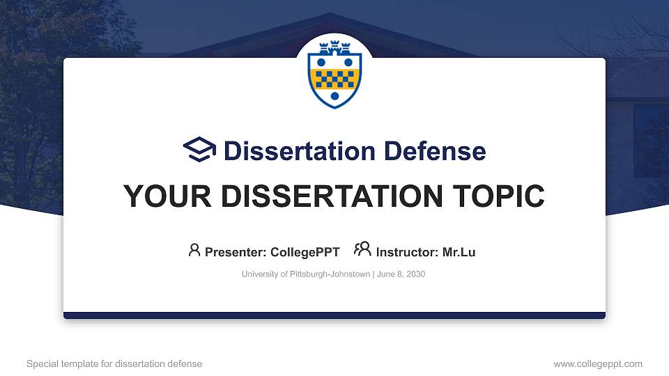 University of Pittsburgh-Johnstown Graduation Thesis Defense PPT Template16:9 ratio PPT effect preview image