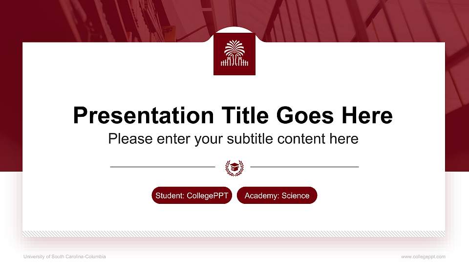 University of South Carolina-Columbia National Scholarship Defense PPT Template16:9 ratio PPT effect preview image