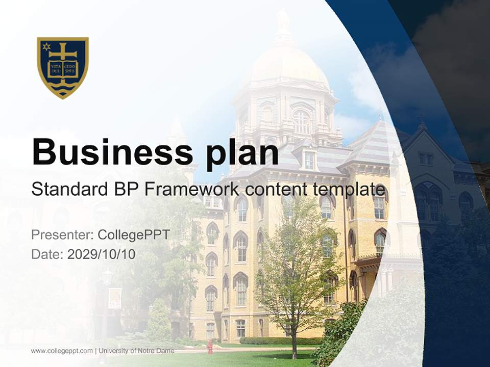 University of Notre Dame Competition/Entrepreneurship Contest PPT Template4:3 ratio PPT effect preview image9