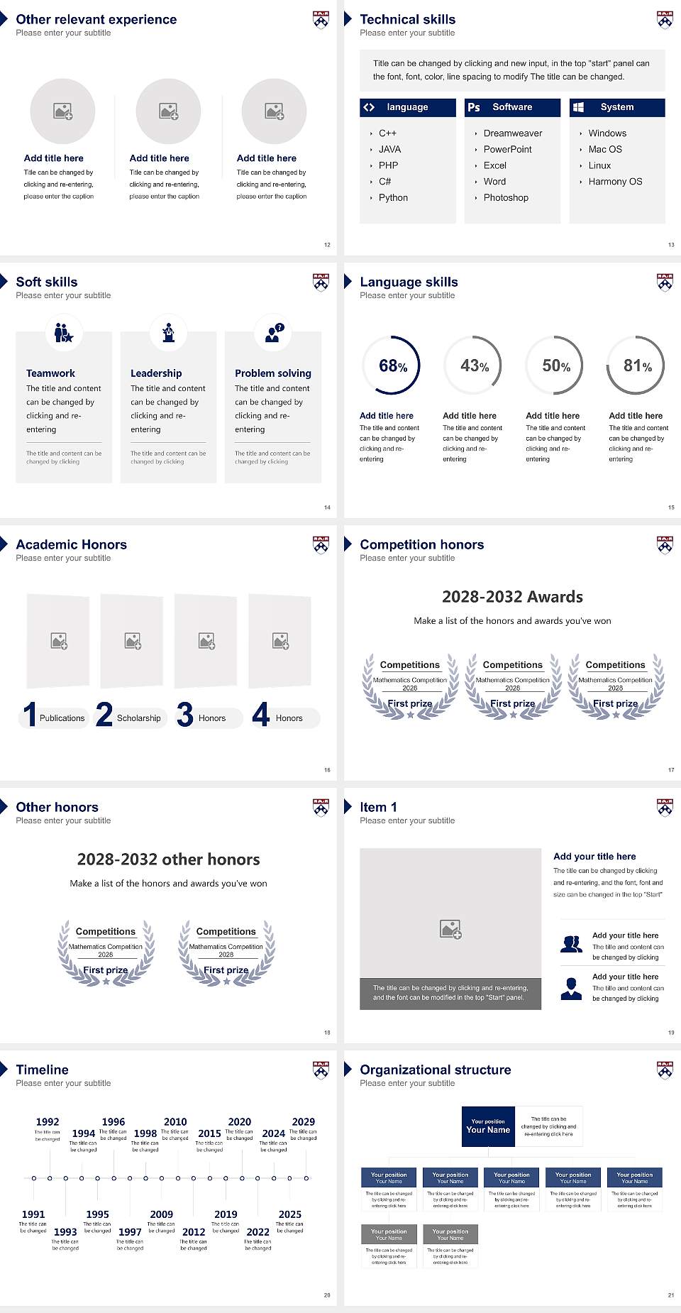 University of Pennsylvania Resume PPT Template4:3 ratio PPT effect preview image3