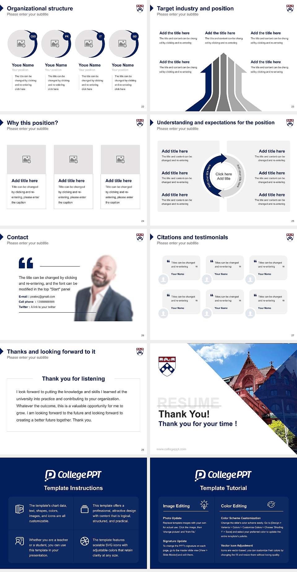 University of Pennsylvania Resume PPT Template4:3 ratio PPT effect preview image4