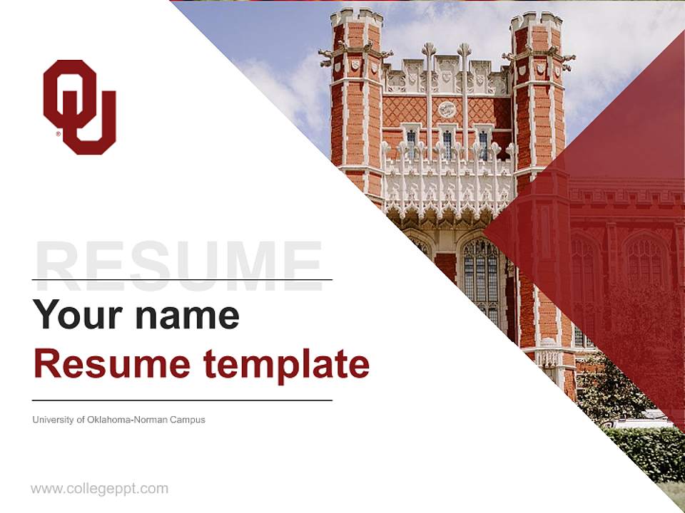 University of Oklahoma-Norman Campus Resume PPT Template4:3 ratio PPT effect preview image5
