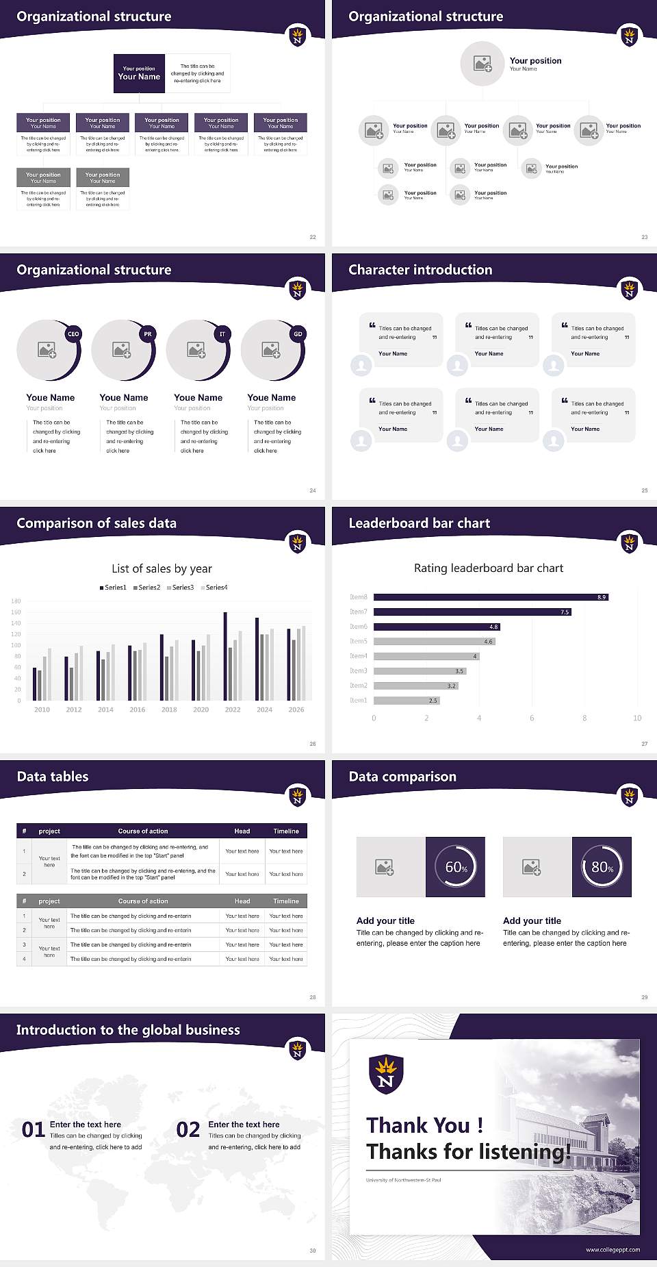 University of Northwestern-St Paul Academic Presentation/Research Findings Report PPT Template4:3 ratio PPT effect preview image4