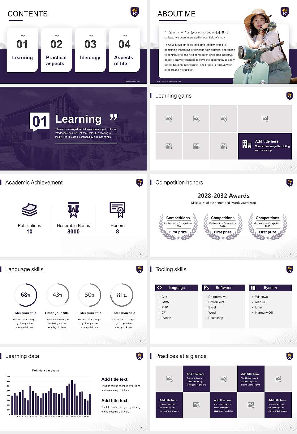 University of Northwestern-St Paul National Scholarship Defense PPT Template16:9 ratio PPT effect preview image2