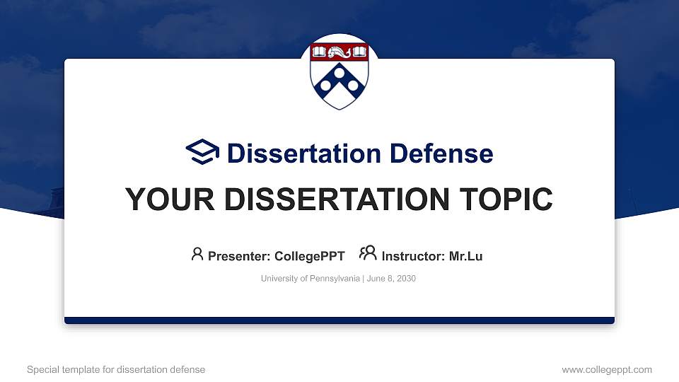 University of Pennsylvania Graduation Thesis Defense PPT Template16:9 ratio PPT effect preview image