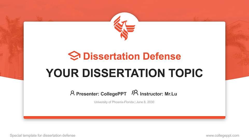 University of Phoenix-Florida Graduation Thesis Defense PPT Template16:9 ratio PPT effect preview image