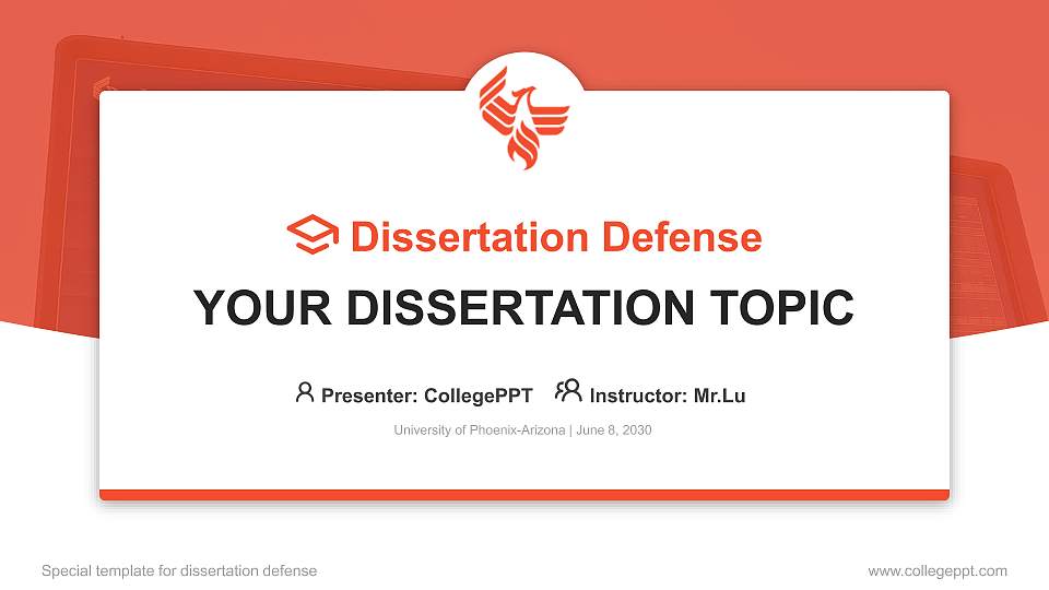 University of Phoenix-Arizona Graduation Thesis Defense PPT Template16:9 ratio PPT effect preview image