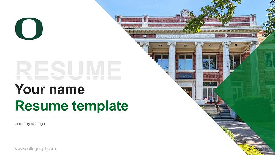 University of Oregon Resume PPT Template16:9 ratio PPT effect preview image
