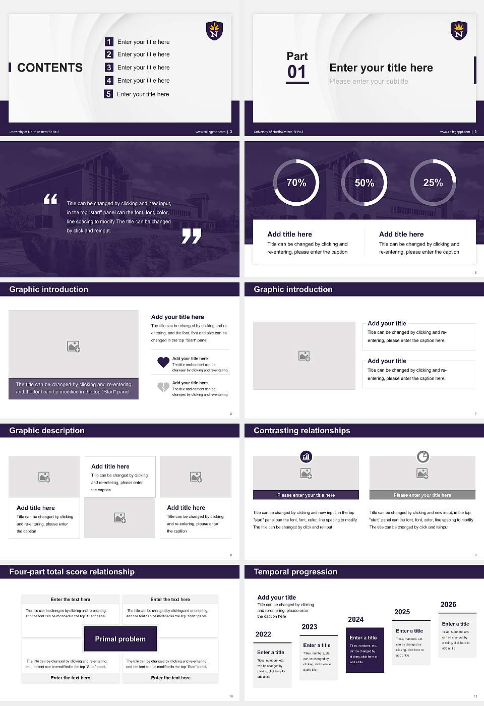 University of Northwestern-St Paul Thesis Proposal/Graduation Defense PPT Template16:9 ratio PPT effect preview image2