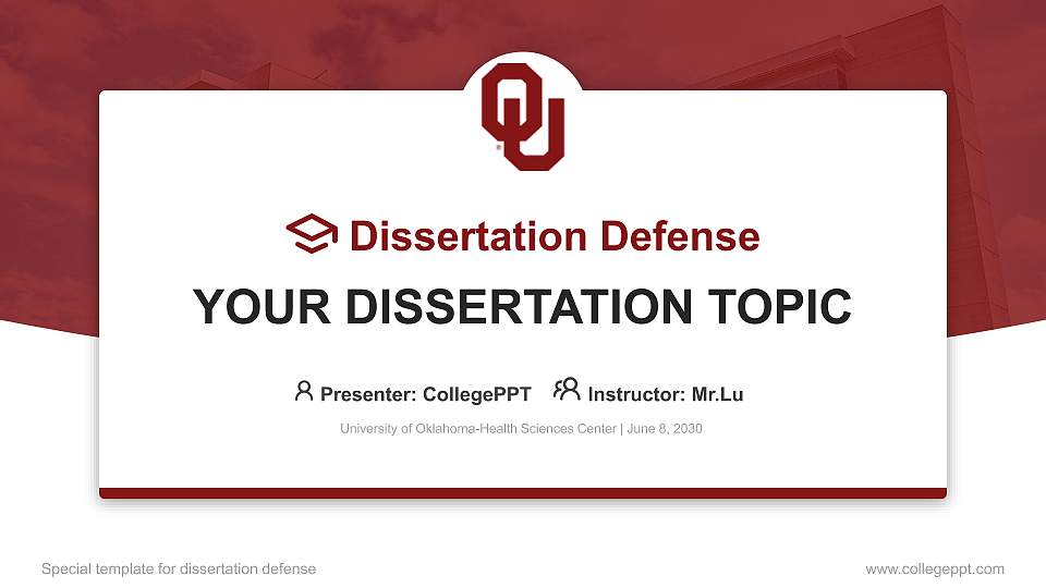 University of Oklahoma-Health Sciences Center Graduation Thesis Defense PPT Template16:9 ratio PPT effect preview image
