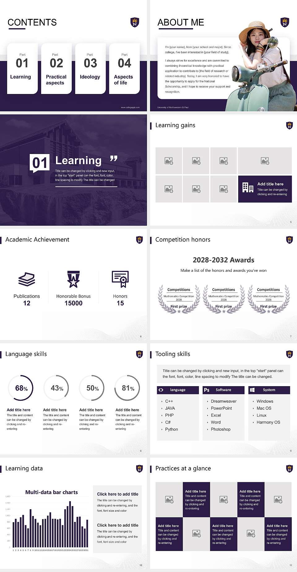 University of Northwestern-St Paul National Scholarship Defense PPT Template4:3 ratio PPT effect preview image2