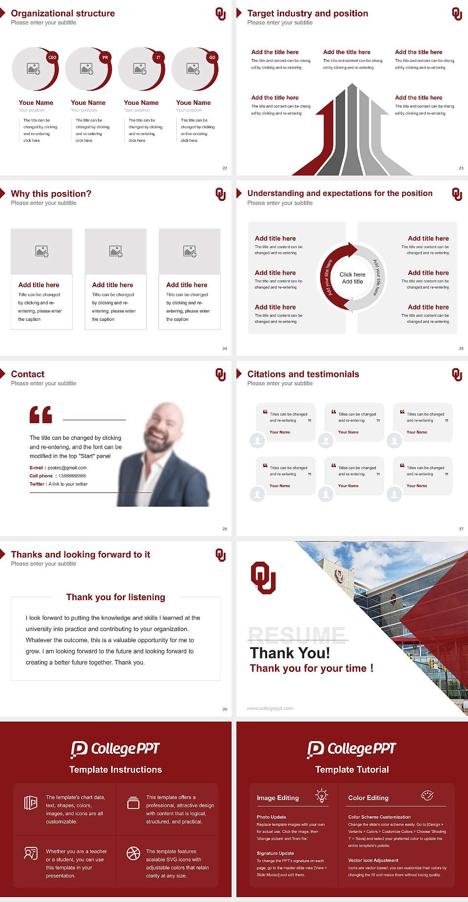 University of Oklahoma-Health Sciences Center Resume PPT Template4:3 ratio PPT effect preview image4