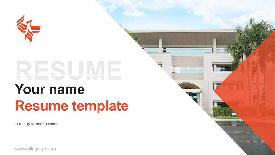 University of Phoenix-Florida Resume PPT Template16:9 ratio PPT effect preview image