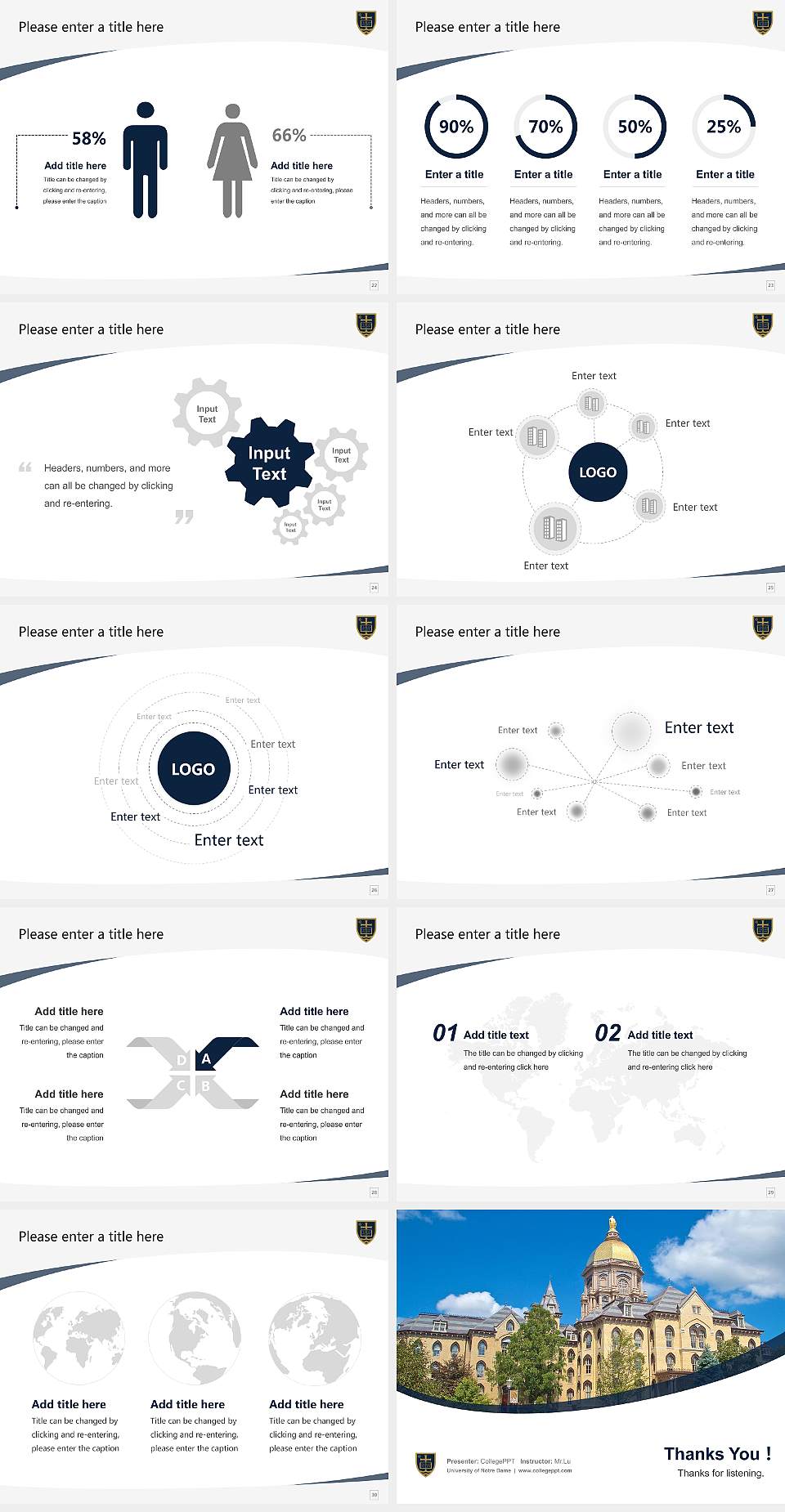 University of Notre Dame Course/Courseware Creation PPT Template4:3 ratio PPT effect preview image4