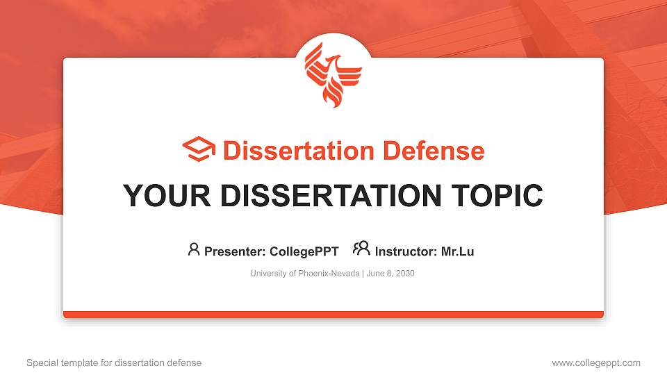 University of Phoenix-Nevada Graduation Thesis Defense PPT Template16:9 ratio PPT effect preview image