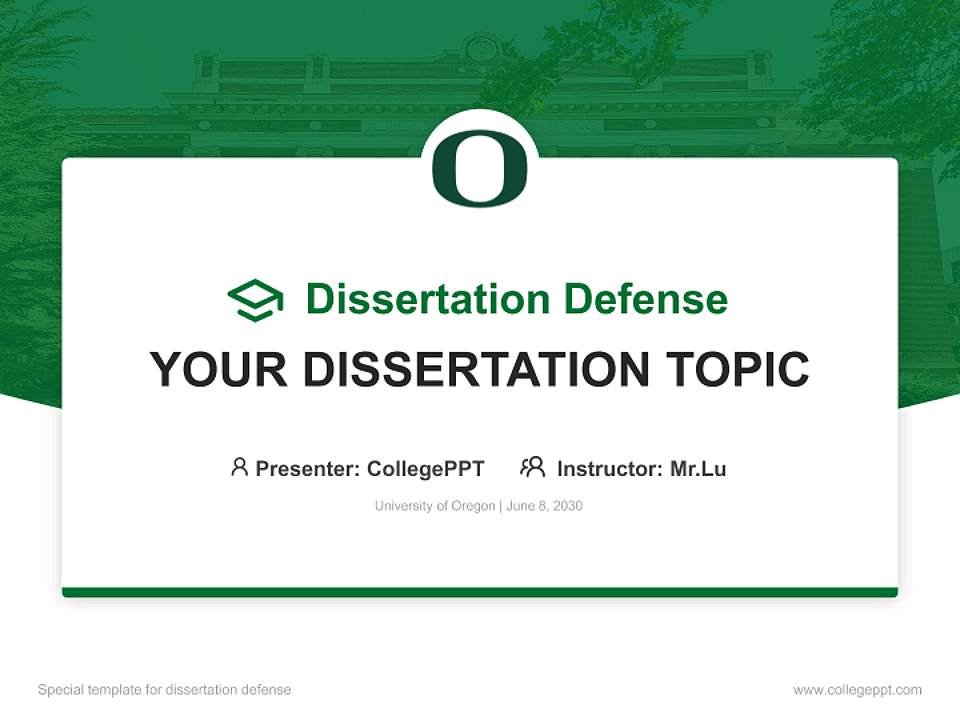 University of Oregon Graduation Thesis Defense PPT Template4:3 ratio PPT effect preview image7