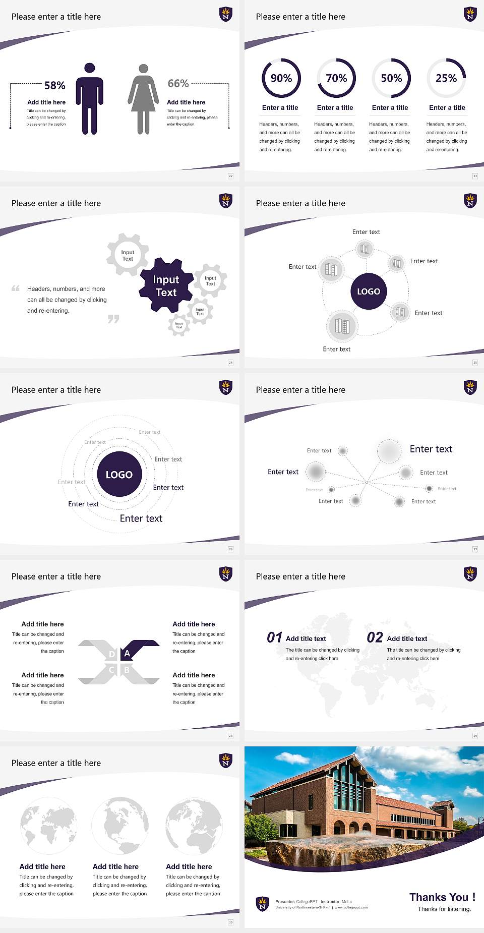 University of Northwestern-St Paul Course/Courseware Creation PPT Template4:3 ratio PPT effect preview image4