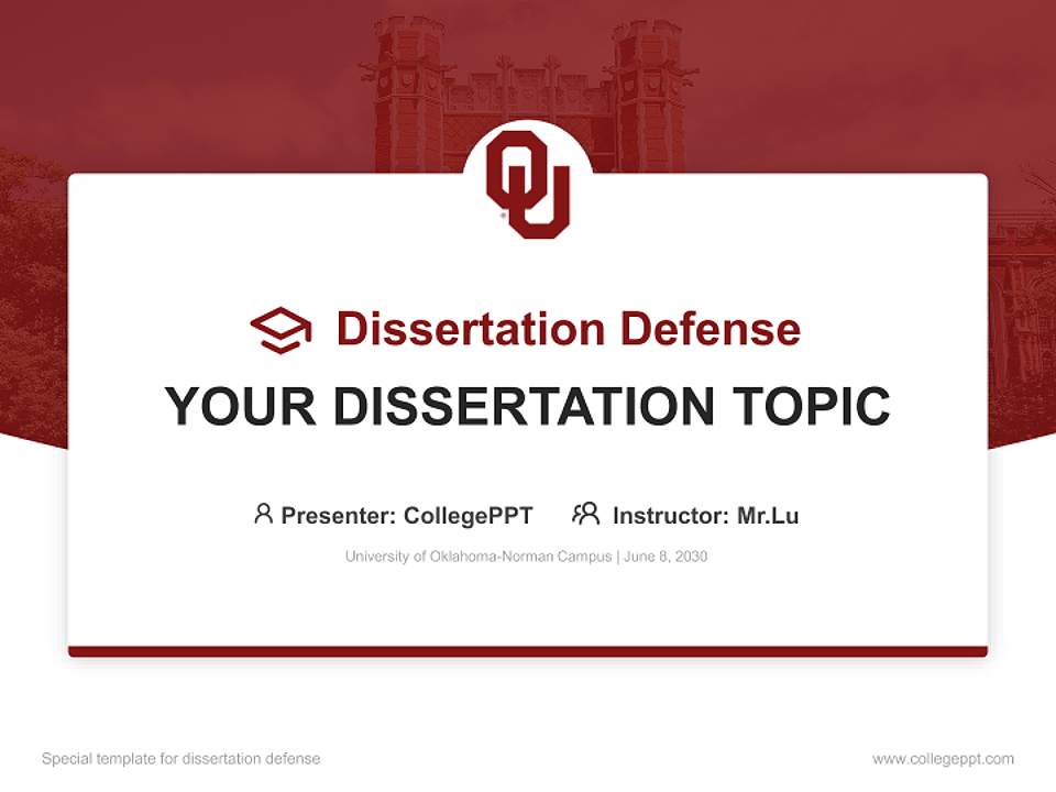 University of Oklahoma-Norman Campus Graduation Thesis Defense PPT Template4:3 ratio PPT effect preview image7