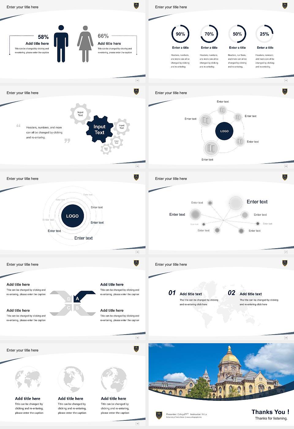 University of Notre Dame Course/Courseware Creation PPT Template16:9 ratio PPT effect preview image4
