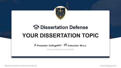 University of Notre Dame Graduation Thesis Defense PPT Template