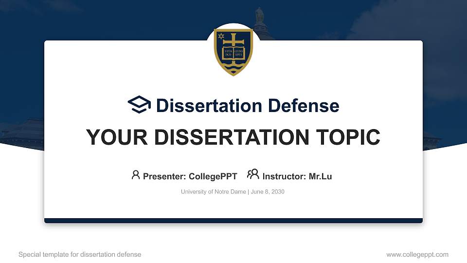 University of Notre Dame Graduation Thesis Defense PPT Template16:9 ratio PPT effect preview image