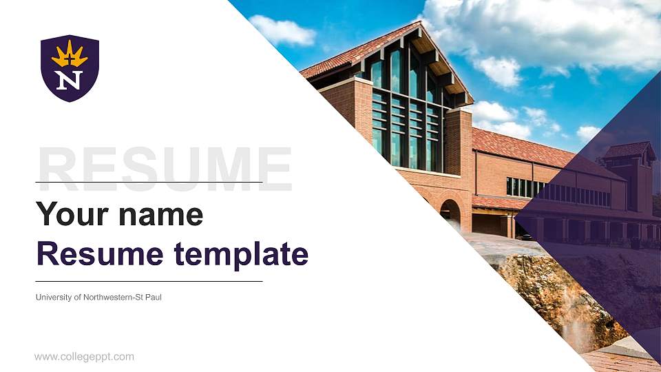 University of Northwestern-St Paul Resume PPT Template16:9 ratio PPT effect preview image