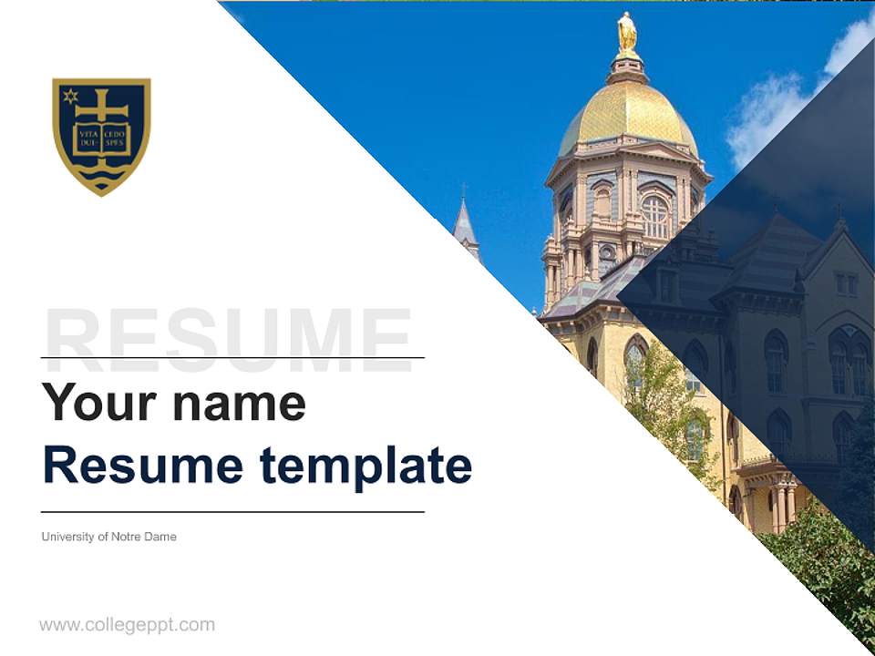 University of Notre Dame Resume PPT Template4:3 ratio PPT effect preview image5