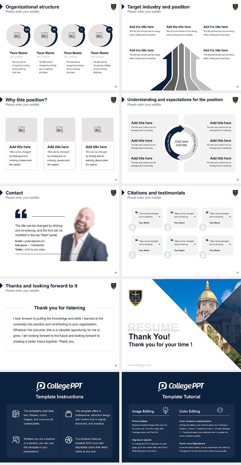 University of Notre Dame Resume PPT Template4:3 ratio PPT effect preview image4