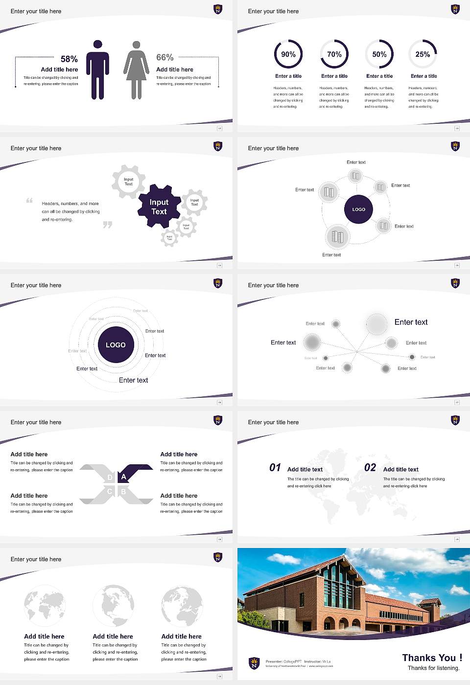 University of Northwestern-St Paul Course/Courseware Creation PPT Template16:9 ratio PPT effect preview image4