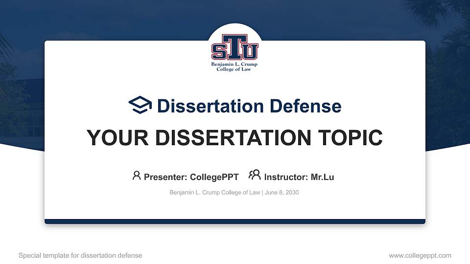 Benjamin L. Crump College of Law Graduation Thesis Defense PPT Template16:9 ratio PPT effect preview image